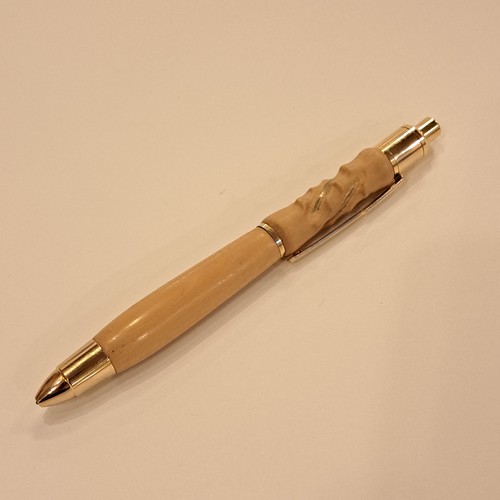 CR-021 Pen - Lemonwood/Carved/Gold $60 at Hunter Wolff Gallery